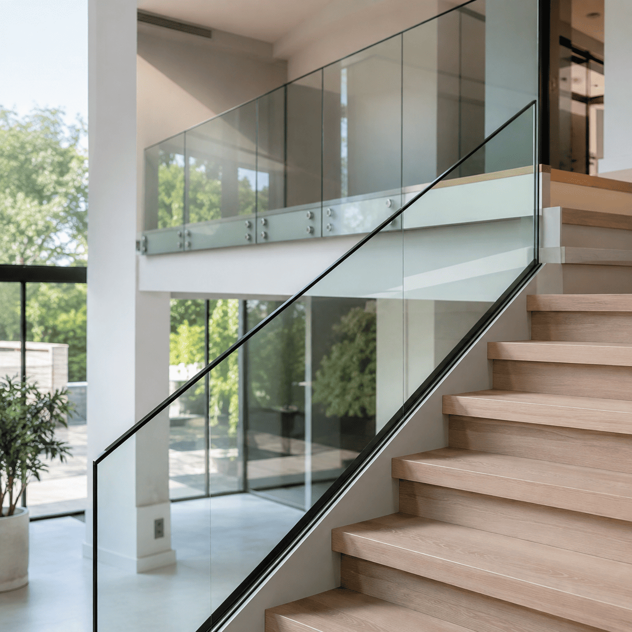Modern residential glass railings